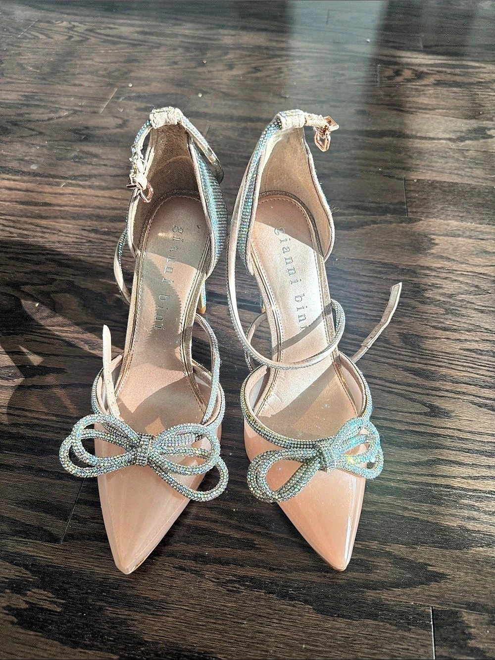 Gianni Bini Ezlynn Rhinestone Bow Pointed Toe Pumps Heels Pink & Silver women 8